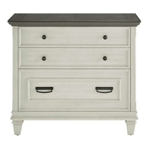 Martin Furniture Hartford Linen White Office Lateral File Cabinet with Gray Patterned Top