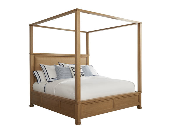 Barclay Butera by Lexington Newport Shorecliff Traditional Wood Canopy King Bed in Brown