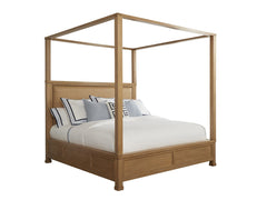 Barclay Butera by Lexington Newport Shorecliff Traditional Wood Canopy California King Bed in Brown