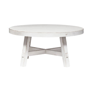 Liberty Furniture Modern Farmhouse Flea Market White Splay Leg Round Cocktail