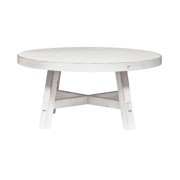 Liberty Furniture Modern Farmhouse Flea Market White Splay Leg Round Cocktail