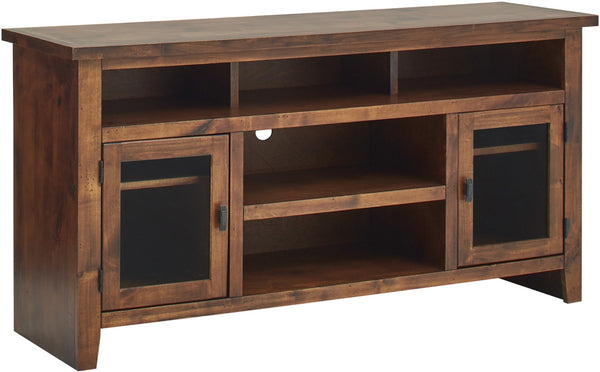 aspenhome alder grove 65" tv console with doors in fruitwood