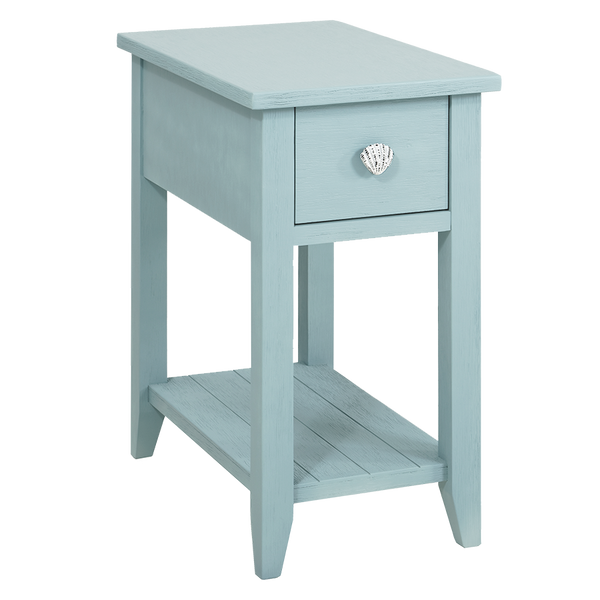 Madison Avenue Glacier Blue Coastal 1-Drawer End Table
