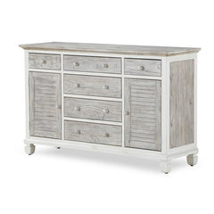 Seawinds Islamorada Clean White & Grey 6-Drawer 2-Door Dresser