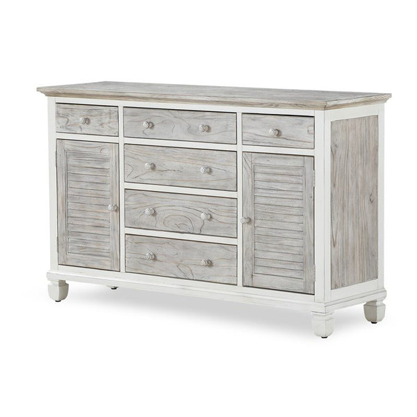 Seawinds Islamorada Clean White & Grey 6-Drawer 2-Door Dresser