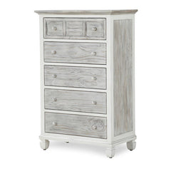 Seawinds Islamorada Clean White & Grey Distressed Grey 5-Drawer Chest