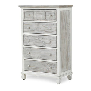 Seawinds Islamorada Clean White & Grey Distressed Grey 5-Drawer Chest