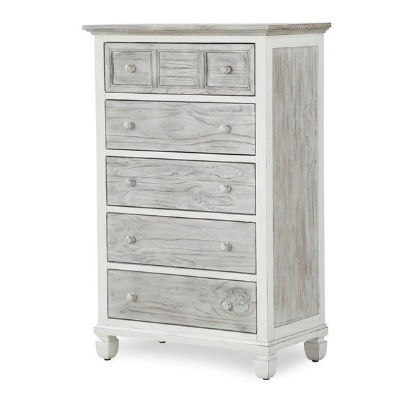 Seawinds Islamorada Clean White & Grey Distressed Grey 5-Drawer Chest