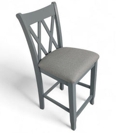 John Thomas Upholstered Stool in Smoke & Phoebe Slate