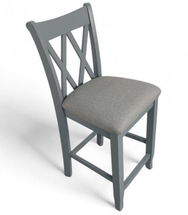 John Thomas Upholstered Stool in Smoke & Phoebe Slate