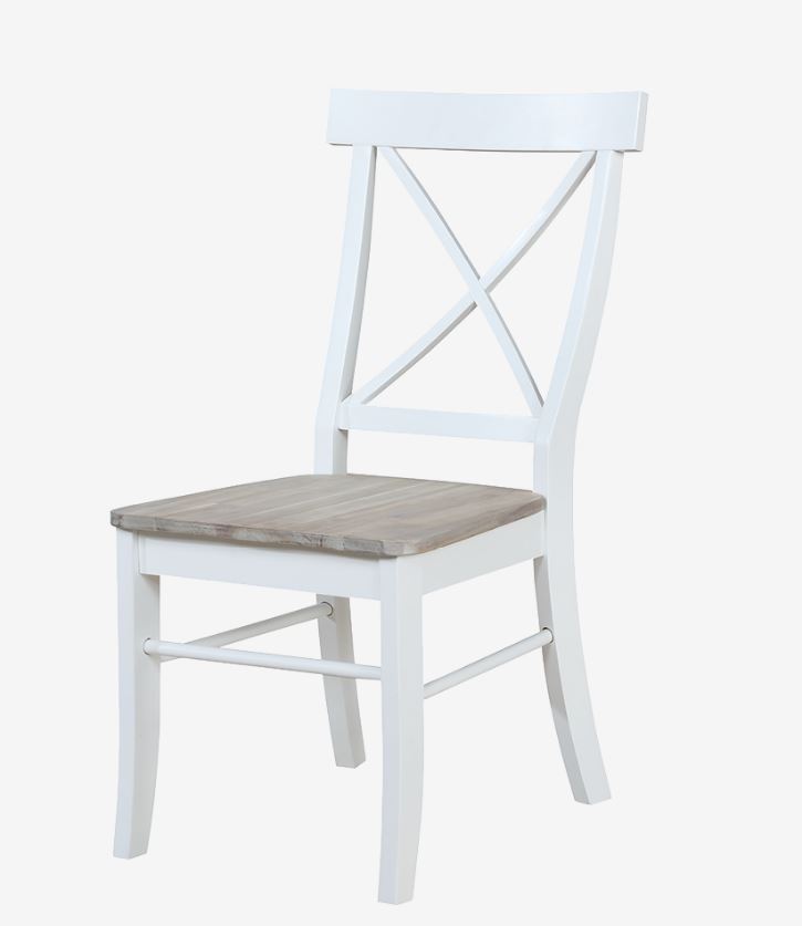 Madison Avenue Coastal Views White Dining Chair with French Gray Seat