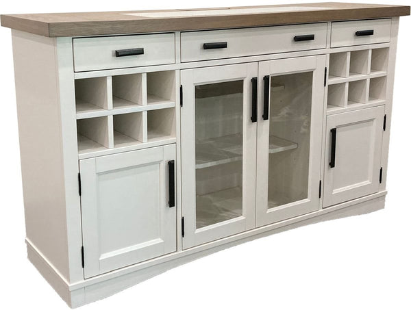 Parker House Americana Modern 66 Inch Buffet Server with Quartz Insert in Cotton Finish
