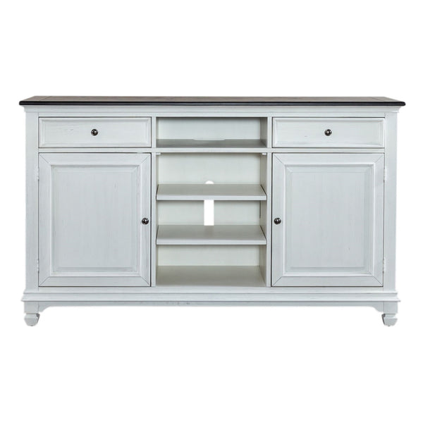 Liberty Furniture Allyson Park Wirebrushed White With Charcoal Tops 68-Inch Highboy TV Console with 2 Doors & 1 Adjustable Shelf