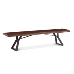 Home Trends Design London Loft 90-Inch Acacia Wood Live Edge Dining Bench in Walnut Finish