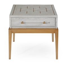 Bassett Mirror Contemporary Gray Perrine Wood Rectangular End Table