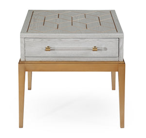 Bassett Mirror Contemporary Gray Perrine Wood Rectangular End Table