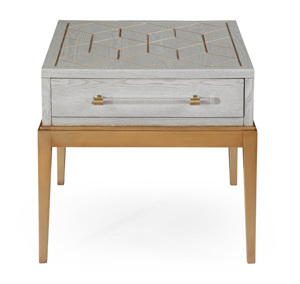 Bassett Mirror Contemporary Gray Perrine Wood Rectangular End Table