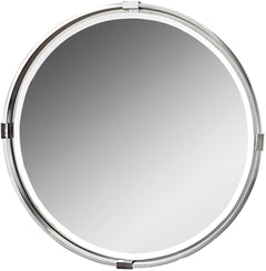 Uttermost Tazlina Brushed Nickel Round Mirror
