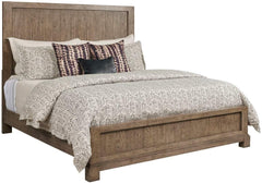 American Drew Rustic Panel Bed Frame in Weathered Oak Finish