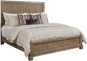 American Drew Rustic Panel Bed Frame in Weathered Oak Finish