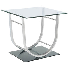 Coaster Danville Square U-Shaped Glass Top Side End Table Chrome