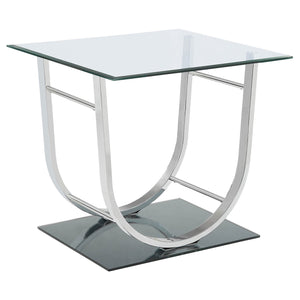Coaster Danville Square U-Shaped Glass Top Side End Table Chrome
