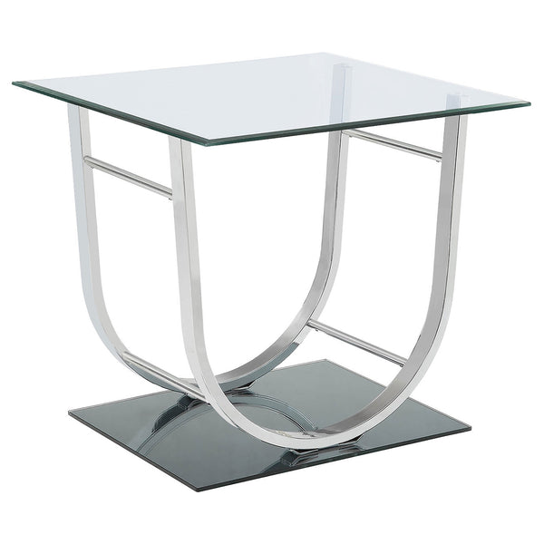 Coaster Danville Square U-Shaped Glass Top Side End Table Chrome