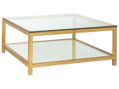 Artistica Home by Lexington Metal Designs Per Se 42 Inch Square Metal Cocktail Table Gold Leaf/Clear
