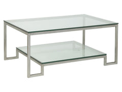 Artistica Home by Lexington Metal Designs Bonaire 42 Inch Rectangular Metal Cocktail Table Silver Leaf/Clear