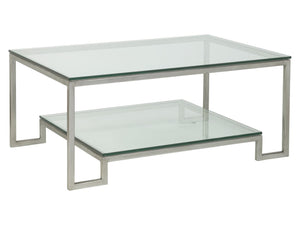 Artistica Home by Lexington Metal Designs Bonaire 42 Inch Rectangular Metal Cocktail Table Silver Leaf/Clear