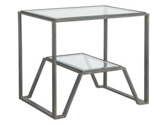 Artistica Home by Lexington Metal Designs Byron 28 Inch Rectangular Metal End Table Iron Gray/Clear
