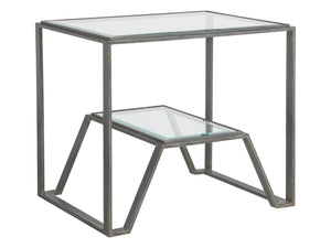 Artistica Home by Lexington Metal Designs Byron 28 Inch Rectangular Metal End Table Iron Gray/Clear