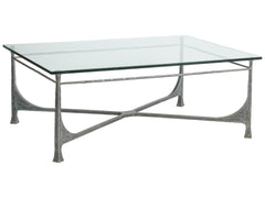 Artistica Home by Lexington Metal Designs Bruno 48 Inch Rectangular Metal Cocktail Table Iron Gray/Clear