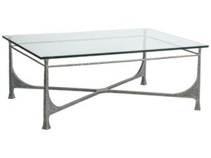 Artistica Home by Lexington Metal Designs Bruno 48 Inch Rectangular Metal Cocktail Table Iron Gray/Clear