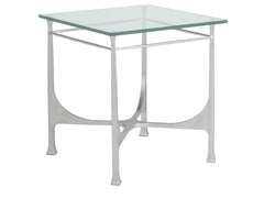 Artistica Home by Lexington Metal Designs Bruno 25 Inch Square Metal End Table Silver/Gold/Clear