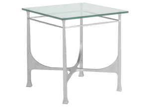 Artistica Home by Lexington Metal Designs Bruno 25 Inch Square Metal End Table Silver/Gold/Clear