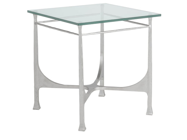 Artistica Home by Lexington Metal Designs Bruno 25 Inch Square Metal End Table Silver/Gold/Clear