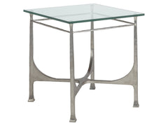 Artistica Home by Lexington Metal Designs Bruno 25 Inch Square Metal End Table Silver Leaf/Clear