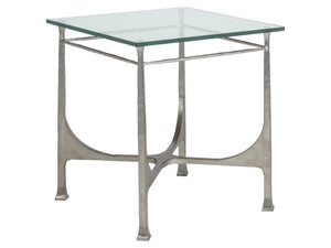 Artistica Home by Lexington Metal Designs Bruno 25 Inch Square Metal End Table Silver Leaf/Clear