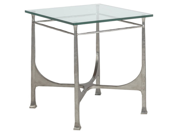 Artistica Home by Lexington Metal Designs Bruno 25 Inch Square Metal End Table Silver Leaf/Clear