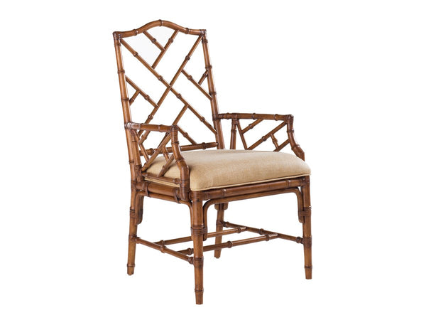 Tommy Bahama Home by Lexington Island Estate Cross Back Armchair Wood/Upholstered/Fabric in Brown