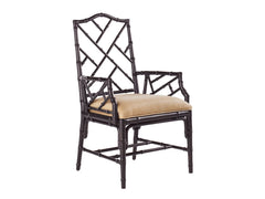 Tommy Bahama Home by Lexington Island Estate Cross Back Armchair Wood/Upholstered/Fabric in Noche