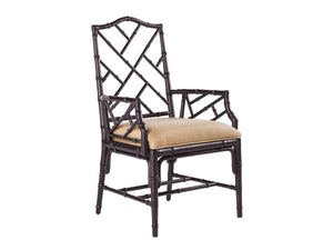 Tommy Bahama Home by Lexington Island Estate Cross Back Armchair Wood/Upholstered/Fabric in Noche