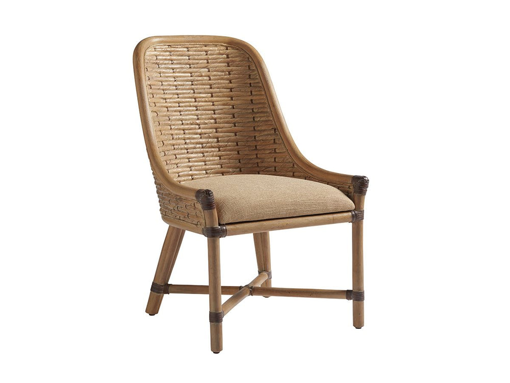 Tommy Bahama Home by Lexington Los Altos Linen Side Chair Upholstered/Wicker/Rattan/Fabric in Yellow