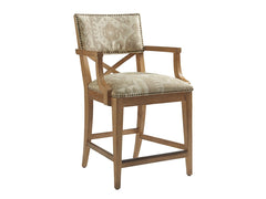 Tommy Bahama Home by Lexington Los Altos 24 Inch Counter Stool Wood/Upholstered Brown/Gray