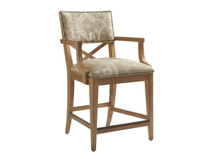 Tommy Bahama Home by Lexington Los Altos 24 Inch Counter Stool Wood/Upholstered Brown/Gray