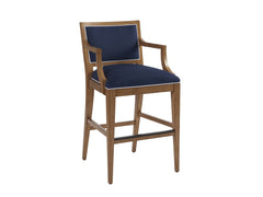 Barclay Butera by Lexington Newport Bar & Counter Stool Upholstered/Metal in Blue/Brown