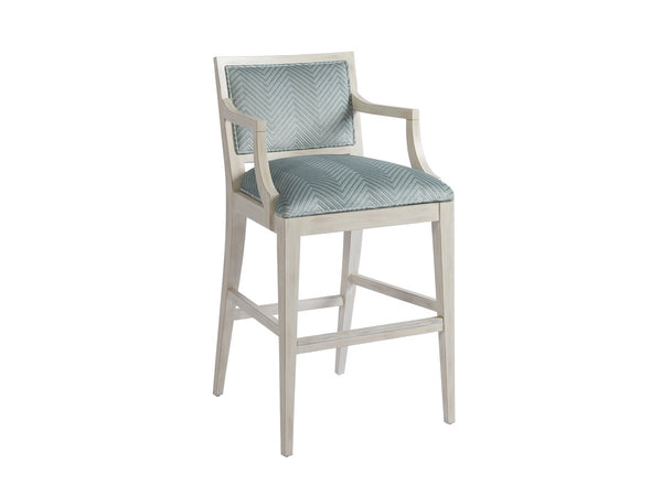 Barclay Butera by Lexington Newport 30 Inch Bar Stool Upholstered/Metal Blue/Brown/Gray