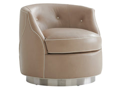 Avondole by Lexington Roberston Leather Swivel Barrel Chair