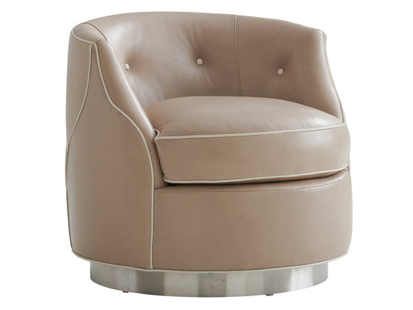 Avondole by Lexington Roberston Leather Swivel Barrel Chair